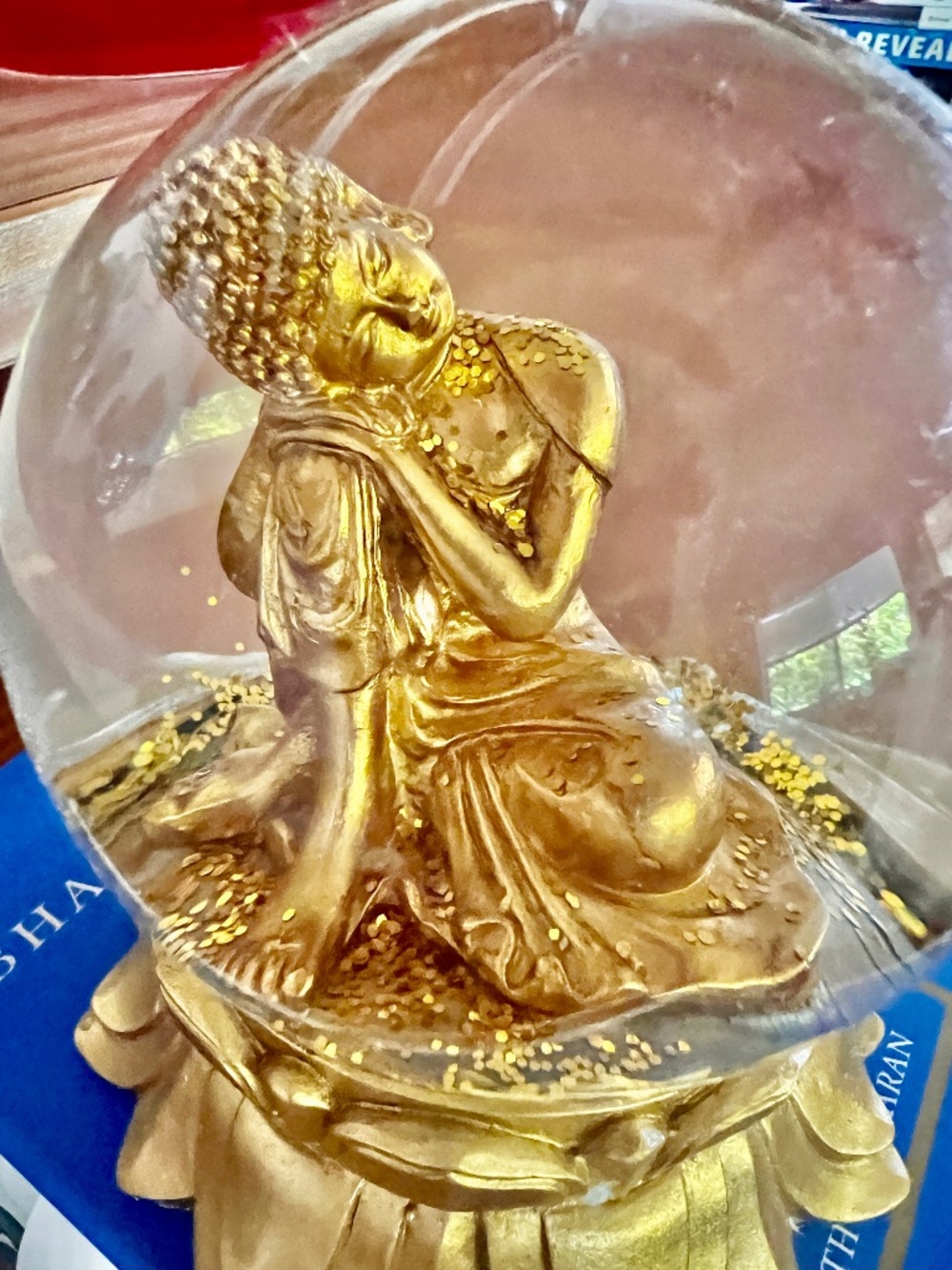 Buddha Snow Globe... gold glitter.  perfect condition